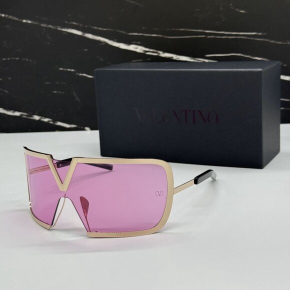 NEW VALENTINO V-ROMASK PINK SHIELD SUNGLASSES VALENTINO VLS-120C - Picture 1 of 10